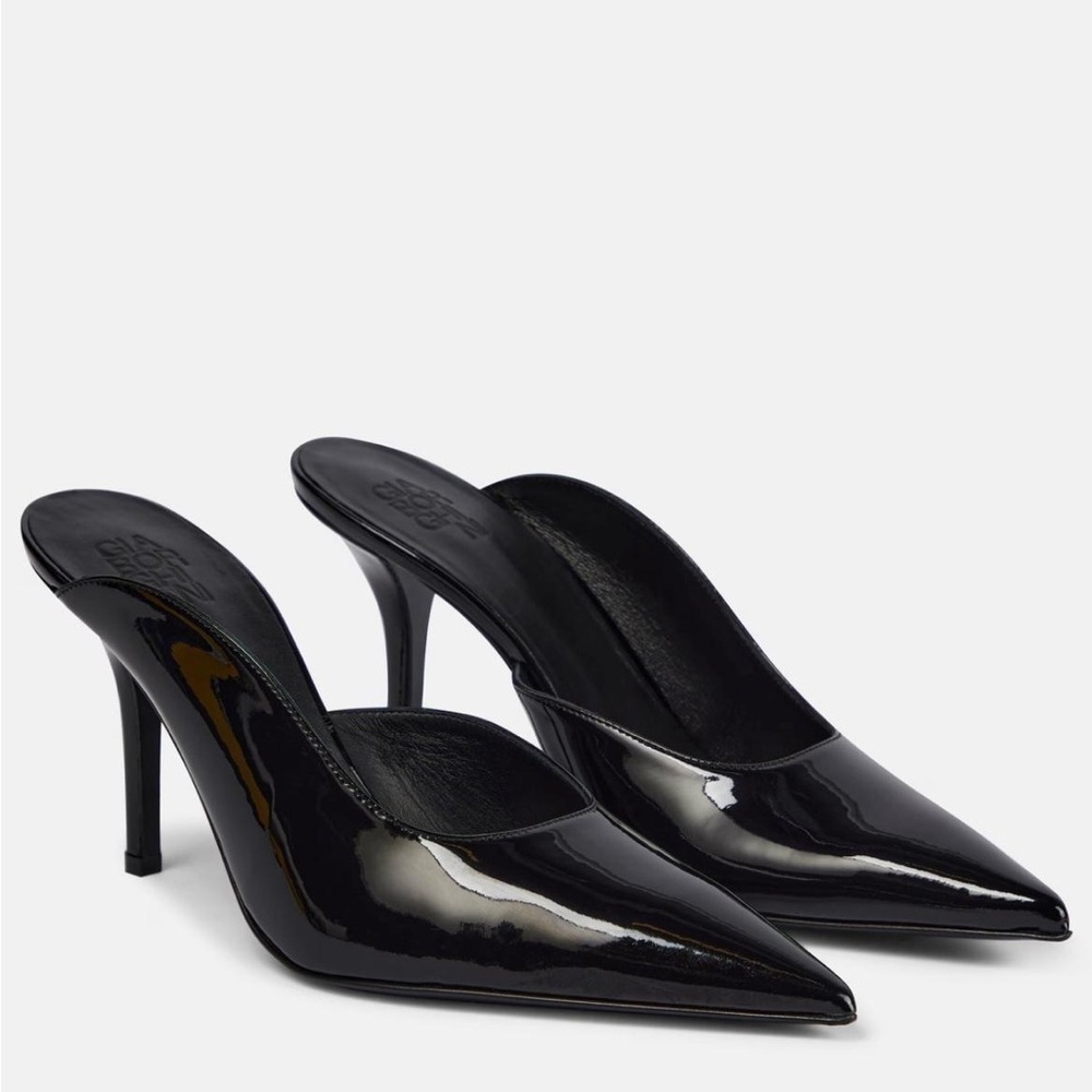 Gia Borghini Abella Patent Pointed Toe High Heel Mules Shoes NWT